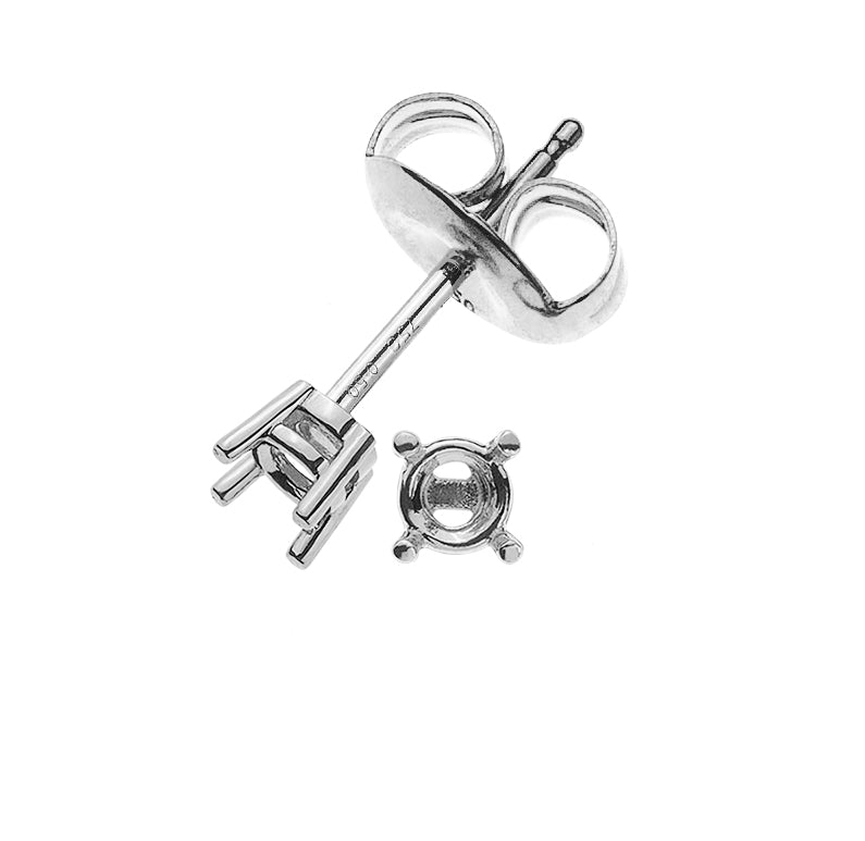 Solitär Ohrstecker 4-Griff-Fassung Rohling Weissgold 750 2 Steine à je ct.