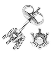 Solitär Ohrstecker 6-Griff-Fassung Rohling Weissgold 750 2 Steine à je 1.00ct.