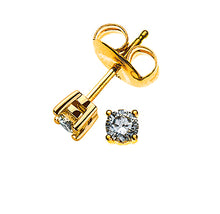 Solitär Ohrstecker 4-Griff-Fassung Gelbgold 750 2 H SI Brillanten à je 0.05ct.