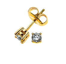 Solitär Ohrstecker 4-Griff-Fassung Gelbgold 750 2 H SI Brillanten à je 0.075ct.
