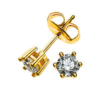 Solitär Ohrstecker 6-Griff-Fassung Gelbgold 750 2 H SI Brillanten à 0.125ct.