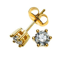Solitär Ohrstecker 6-Griff-Fassung Gelbgold 750 2 H SI Brillanten à 0.38ct.