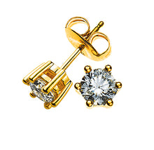 Solitär Ohrstecker 6-Griff-Fassung Gelbgold 750 2 H SI Brillanten à 1x 0.50ct. & 1x 0.51ct.
