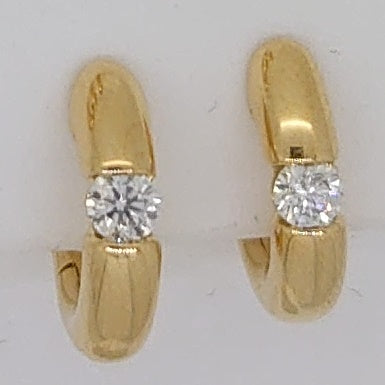 Solitär Kreolen Spann-Fassung Gelbgold 750 2 H SI Brillanten à je 0.165ct.