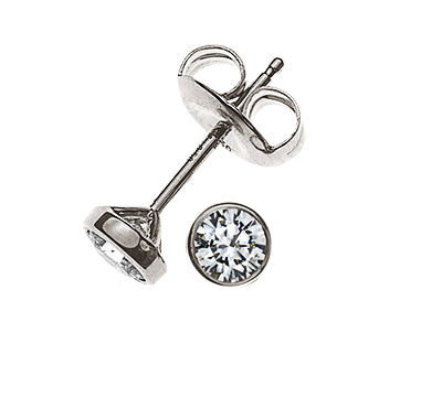 Solitär Ohrstecker Zargen-Fassung Weissgold 750 2 H SI Brillanten à je 0.08ct.