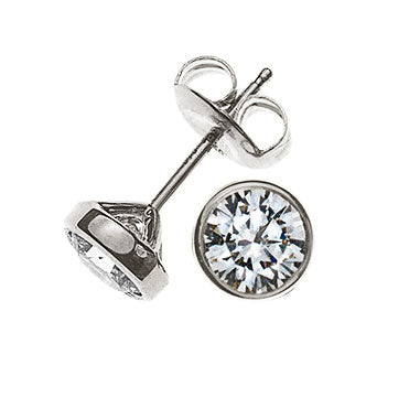 Solitär Ohrstecker Zargen-Fassung Weissgold 750 2 H SI Brillanten à je 0.375ct.