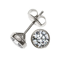 Solitär Ohrstecker Zargen-Fassung Weissgold 750 2 H SI Brillanten à je 0.375ct.
