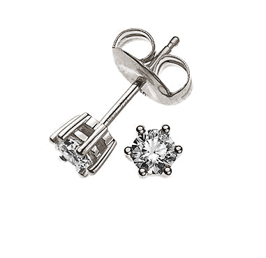 Solitär Ohrstecker 6-Griff-Fassung Weissgold 750 2 H SI Brillanten à je 0.08ct.