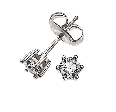 Solitär Ohrstecker 6-Griff-Fassung Weissgold 750 2 H SI Brillanten à je 0.10ct.