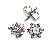 Solitär Ohrstecker 6-Griff-Fassung Weissgold 750 1.00ct. 2 H SI Brillanten à je 0.50ct.