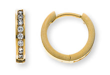 Kreolen mit Scharnier Gelbgold 375, 11x2mm mit 16 Zirkonias kanalgefasst