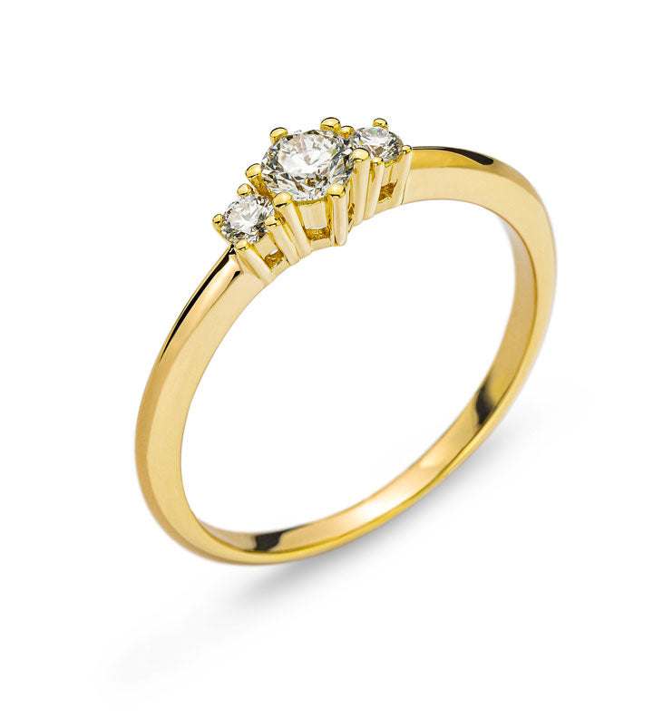 Ring TRILOGY Gelbgold 750 mit 2 Brillanten H SI und 1 Brillant HS I 0.23ct.