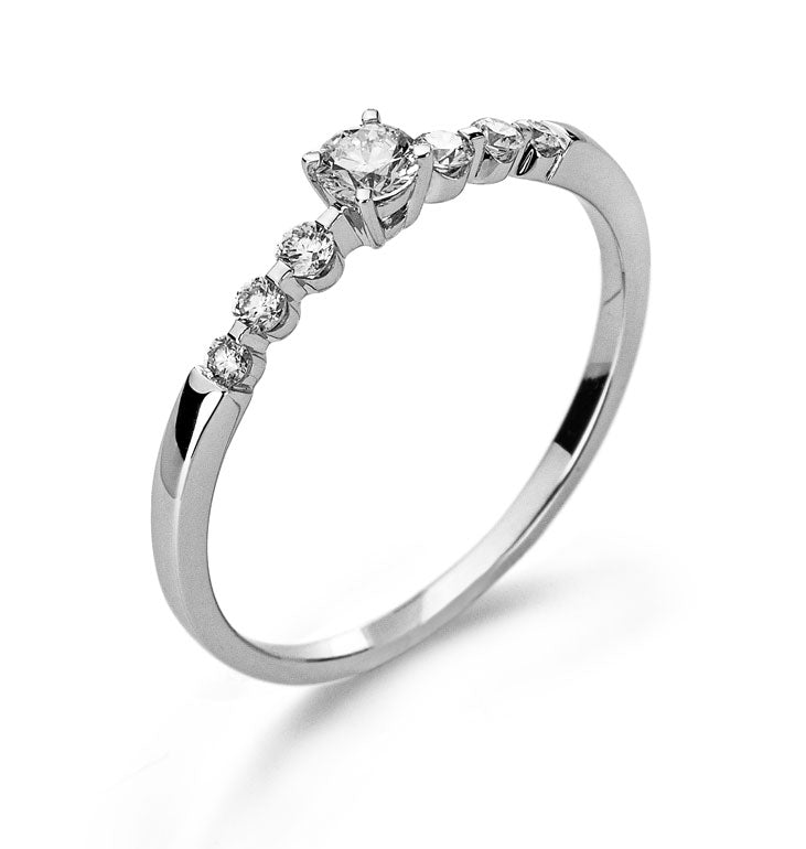 Ring Weissgold 750 mit 6 Brillanten H SI Tot. & 1 Brillant H SI 0.14ct.