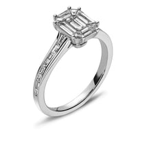 Ring Weissgold 750 mit 9 Diamanten G VS ct., 14 Baguette Diamanten G VS 0.21ct. & 2 Trapez Diamanten G VS 0.10ct.