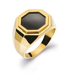 Herrenring Gelbgold 750 mit oktogonaler Onyx-Platte