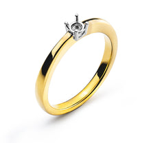 Solitär Ring 4-Griff-Fassung Rohling Gelbgold 750 Fassung Weissgold 750