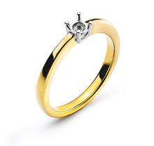 Solitär Ring 4-Griff-Fassung Rohling Gelbgold 750 Fassung Weissgold 750