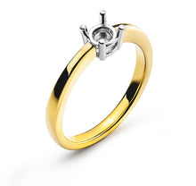 Solitär Ring 4-Griff-Fassung Rohling Gelbgold 750 1.00ct. Fassung Weissgold 750
