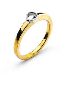 Solitär Ring Zargen-Fassung Rohling Gelbgold 750 Fassung Weissgold 750