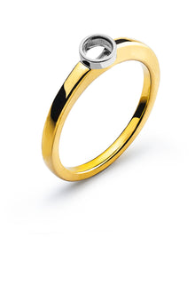 Solitär Ring Zargen-Fassung Rohling Gelbgold 750 Fassung Weissgold 750