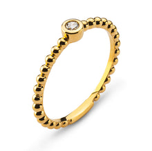 Solitär Kugeli-Ring Gelbgold 750, Zargenfassung, H SI ct.