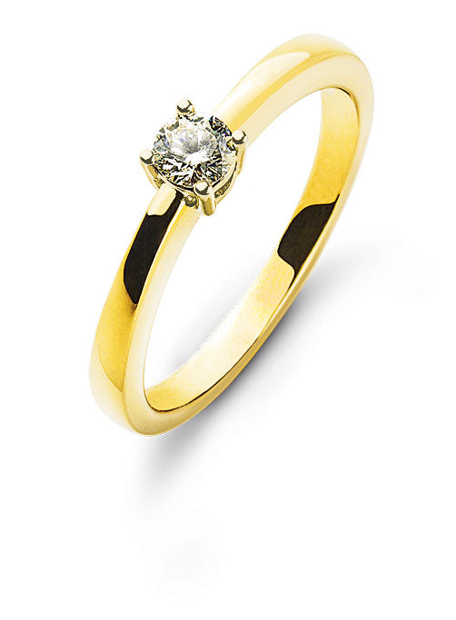 Solitär Ring 4-Griff-Fassung Gelbgold 750 H SI 0ct.