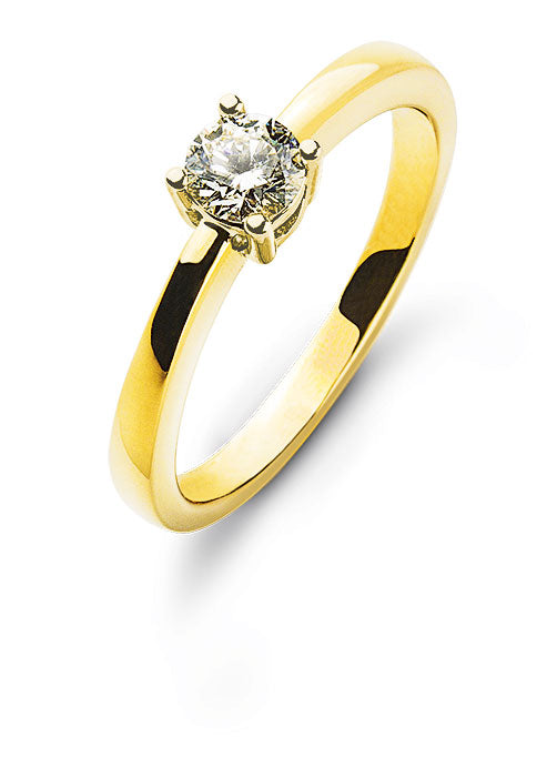 Solitär Ring 4-Griff-Fassung Gelbgold 750 0ct.