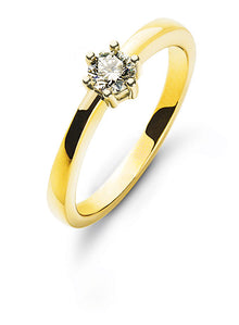 Solitär Ring 6-Griff-Fassung Gelbgold 750 0ct.