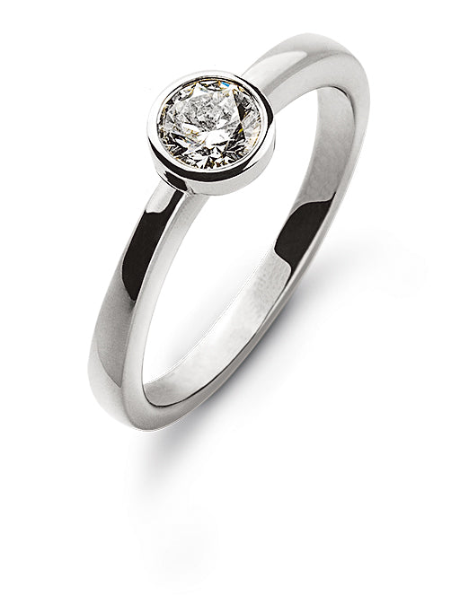 Solitär Ring Zargen-Fassung Weissgold 750 H SI 0ct.