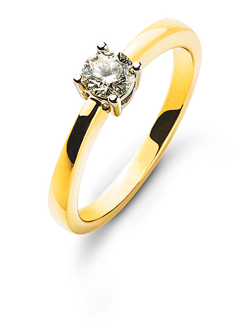 Solitär Ring 4-Griff-Fassung Gelbgold 750 H SI Fassung Weissgold 750
