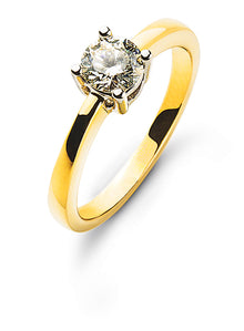 Solitär Ring 4-Griff-Fassung Gelbgold 750 H SI Fassung in Weissgold 750