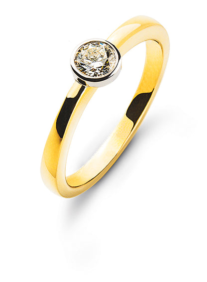 Solitär Ring Zargen-Fassung Gelbgold 750 H SI Fassung Weissgold 750