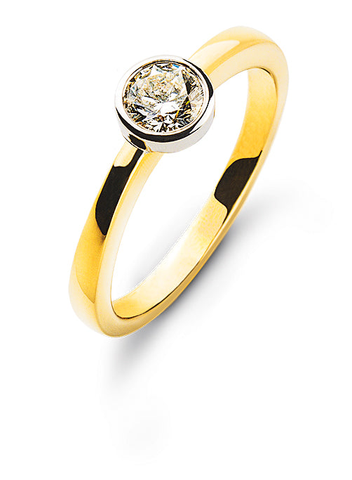 Solitär Ring Zargen-Fassung Gelbgold 750 H SI Fassung Weissgold 750