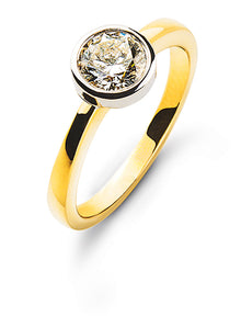 Solitär Ring Zargen-Fassung Gelbgold 750 H SI Zarge Weissgold 750