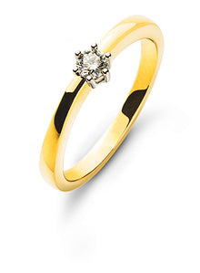 Solitär Ring 6-Griff Gelbgold 750 H SI Fassung Weissgold 750