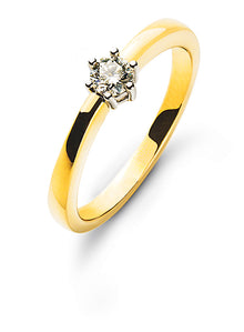 Solitär Ring 6-Griff-Fassung Gelbgold 750 H SI Fassung Weissgold 750