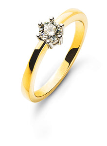 Solitär Ring 6-Griff-Fassung Gelbgold 750 H SI Fassung Weissgold 750