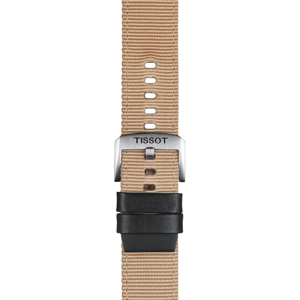 Original Tissot Textilarmband mit Lederelementen beige Bandanstoß 22 mm