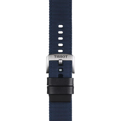 Original Tissot Textilarmband mit Lederelementen blau Bandanstoß 22 mm