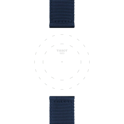 Original Tissot Textilarmband mit Lederelementen blau Bandanstoß 22 mm