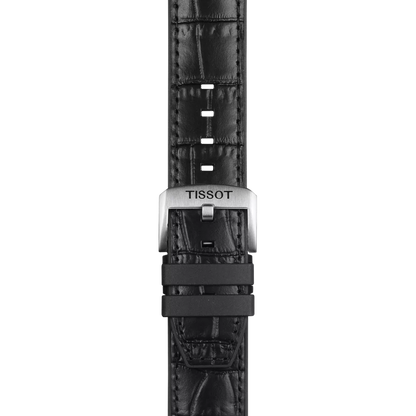 Original Tissot Lederarmband mit Kautschukelementen schwarz Bandanstoß 22 mm