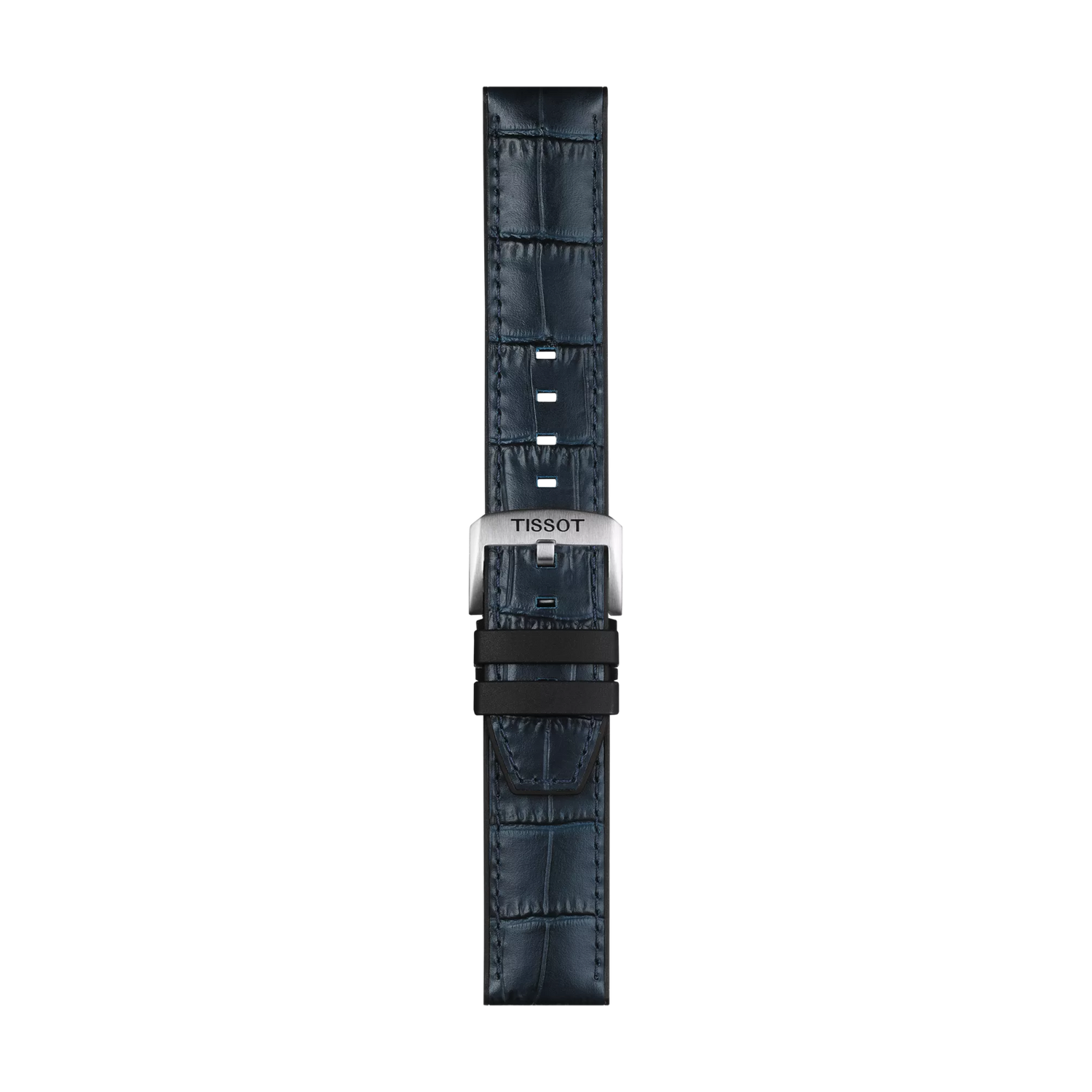 Original Tissot Lederarmband mit Kautschukelementen blau Bandanstoß 22 mm