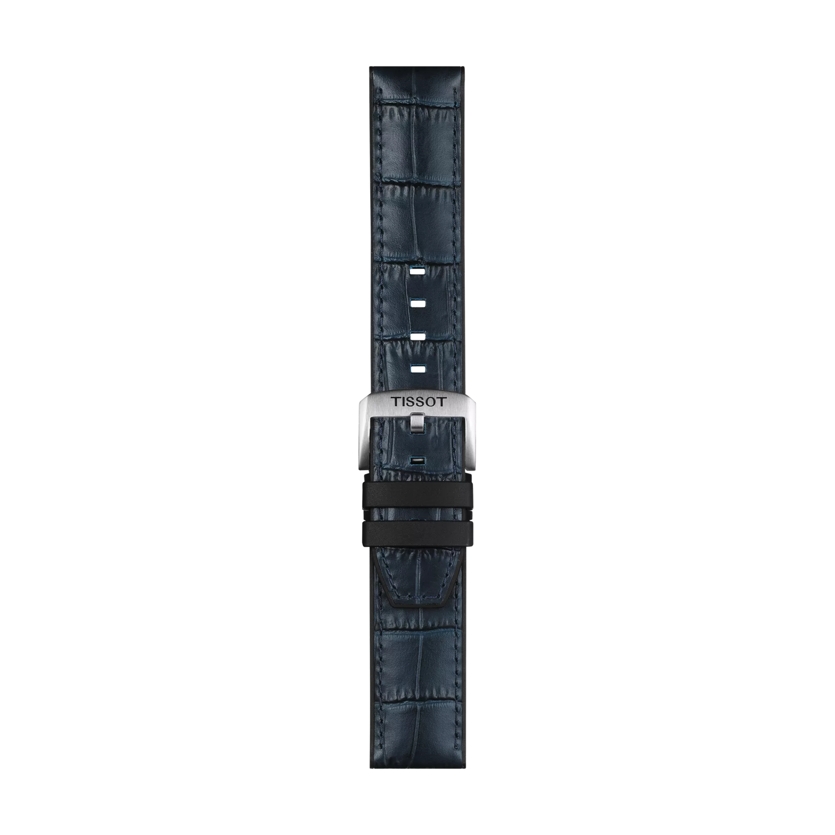 Original Tissot Lederarmband mit Kautschukelementen blau Bandanstoß 22 mm