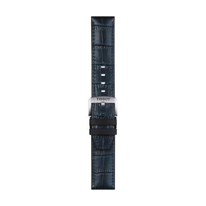 Original Tissot Lederarmband mit Kautschukelementen blau Bandanstoß 22 mm