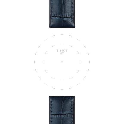 Original Tissot Lederarmband mit Kautschukelementen blau Bandanstoß 22 mm