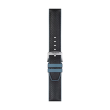 Original Tissot Lederarmband mit Kautschukelementen schwarz/blau Bandanstoß 22 mm