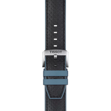 Original Tissot Lederarmband mit Kautschukelementen schwarz/blau Bandanstoß 22 mm
