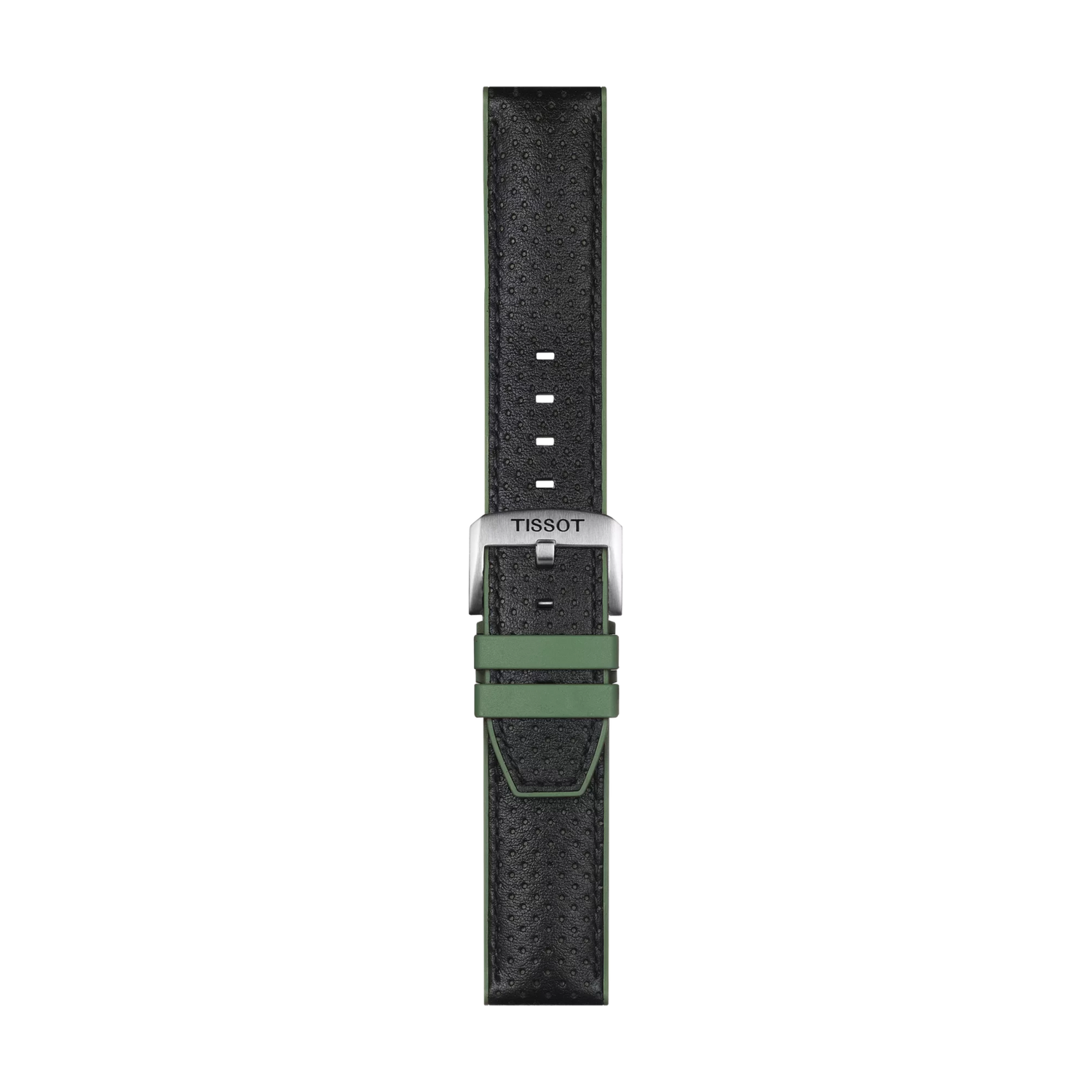 Original Tissot Lederarmband mit Kautschukelementen schwarz/grün Bandanstoß 22 mm