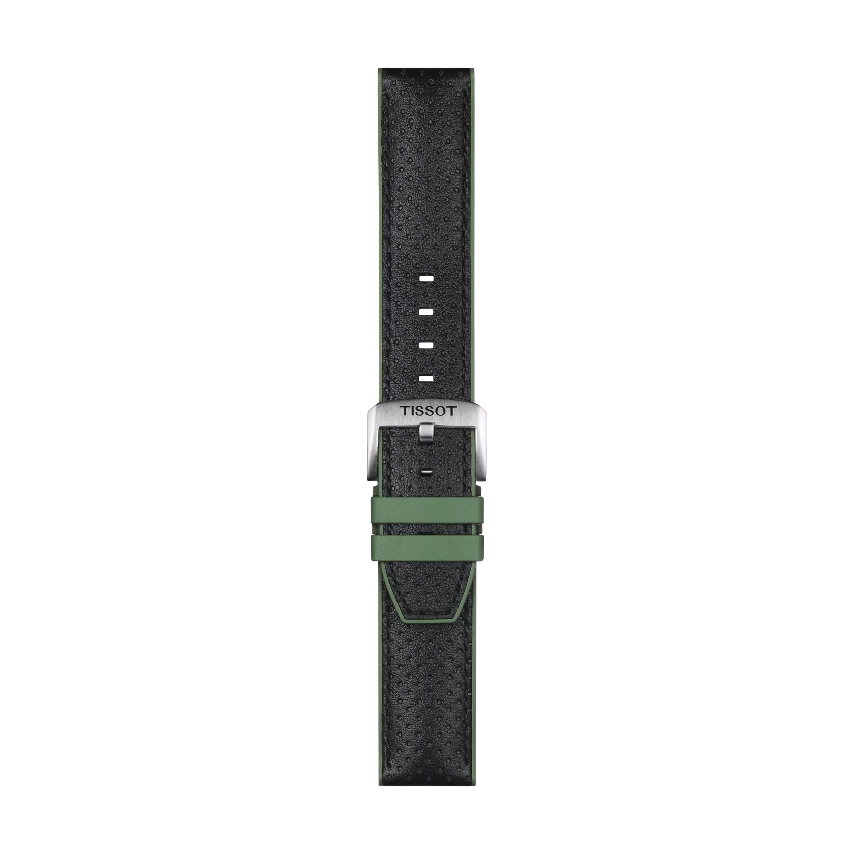 Original Tissot Lederarmband mit Kautschukelementen schwarz/grün Bandanstoß 22 mm