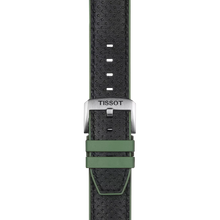 Original Tissot Lederarmband mit Kautschukelementen schwarz/grün Bandanstoß 22 mm